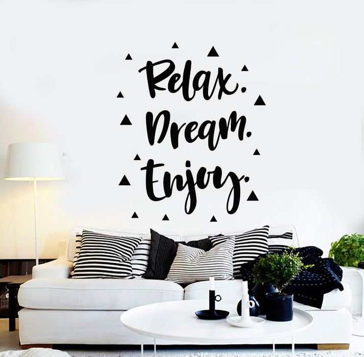 Vinyl Wall Decal Relax Dream Enjoy Quote Inscription Home Interior Stickers Mural (g582)