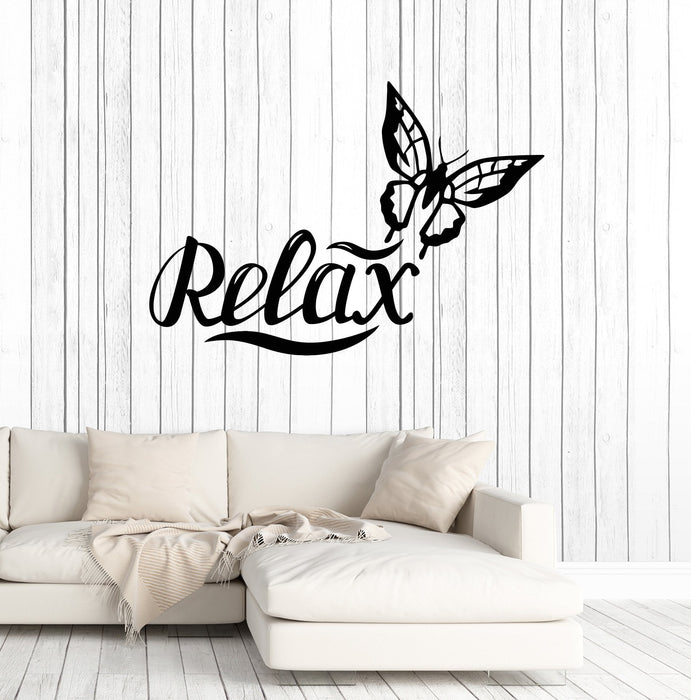 Vinyl Wall Decal Relax Butterfly Bathroom Spa Salon Beauty Art Decor Stickers Mural Unique Gift (ig5220)