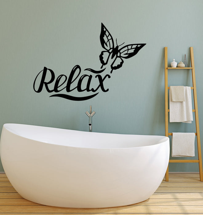 Vinyl Wall Decal Relax Butterfly Bathroom Spa Salon Beauty Art Decor Stickers Mural Unique Gift (ig5220)