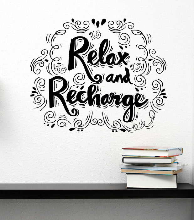 Relax And Recharge Vinyl Wall Decal Decor for Office Motivation Words Patterns Stickers Mural (k101)