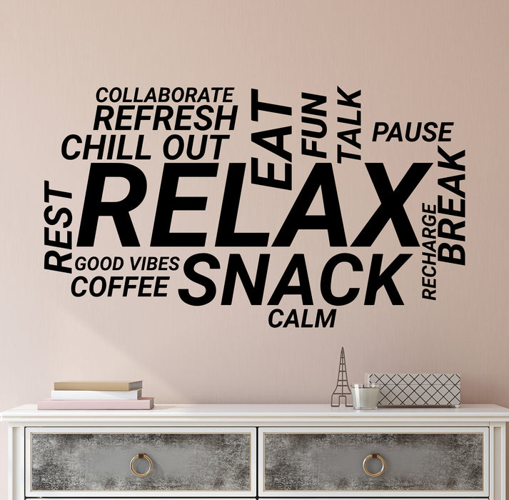 Break Room Vinyl Wall Decal Relax Office Spa Salon Room Zone Massage Words Letters Stickers Mural (ig6469)