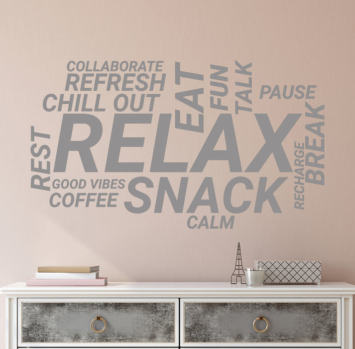 Break Room Vinyl Wall Decal Relax Office Spa Salon Room Zone Massage Words Letters Stickers Mural (ig6469)