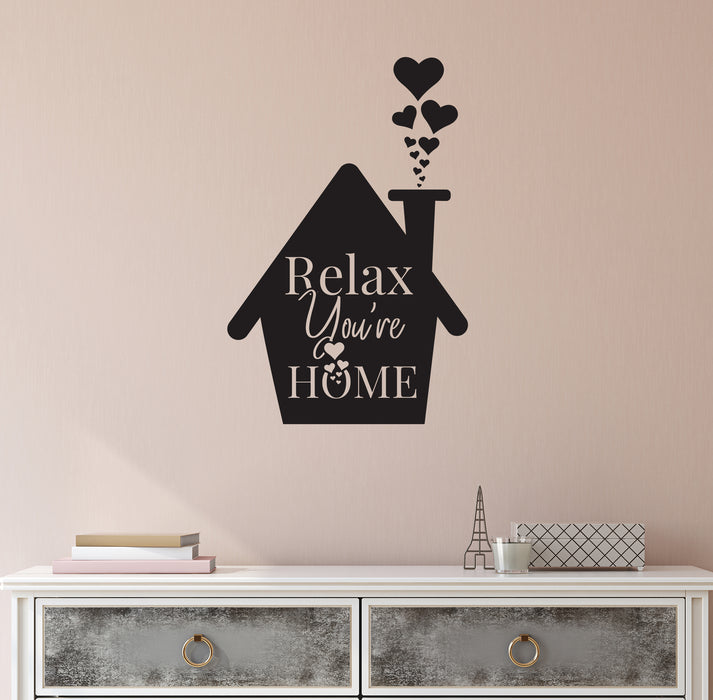 Relax You Are Home Vinyl Wall Decal Lettering Hearts Decor for Living Room Stickers Mural (k238)