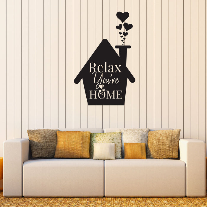 Relax You Are Home Vinyl Wall Decal Lettering Hearts Decor for Living Room Stickers Mural (k238)