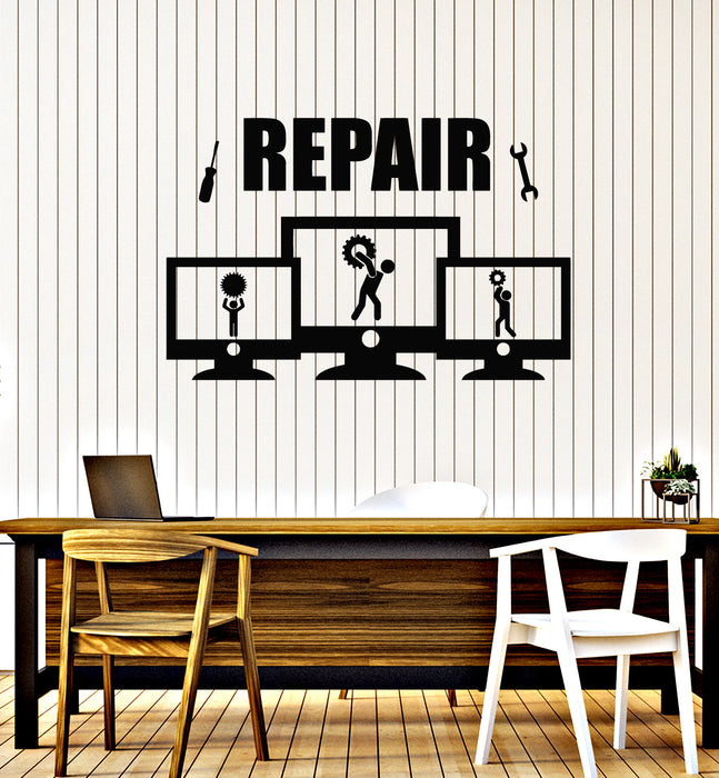 Vinyl Wall Decal Repair Service Tools Computer PC Gears Stickers Mural (g1723)