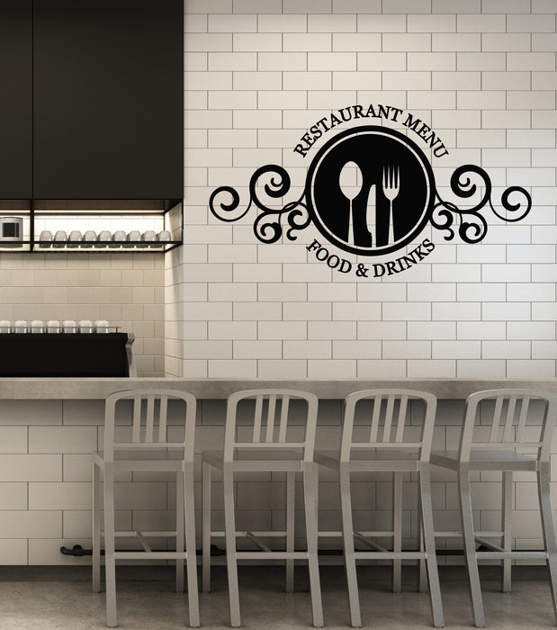 Vinyl Wall Decal Restaurant Menu Food Drinks Kitchen Tools Stickers Mural (g4579)