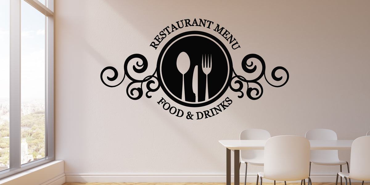 Restaurant Rectangular Sticker Design Ideas Vinyl Wall Decal Restaurant Menu Food Drinks Kitchen Tools Stickers Mu ...