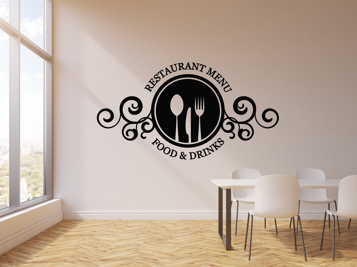 Vinyl Wall Decal Restaurant Menu Food Drinks Kitchen Tools Stickers Mu — Wallstickers4you