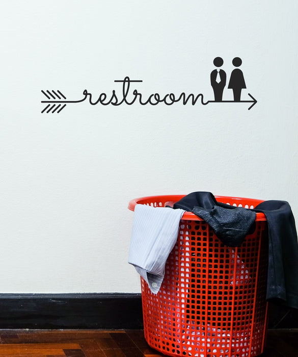 Vinyl Wall Decal Restroom Sign Toilet WC Water Closet Stickers ig6190 (22.5 in X 5.9 in)