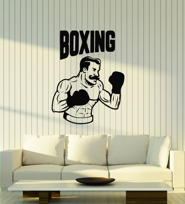Autocollant mural en vinyle Boxe Rétro Boxeur Fight Club Fighting Art Sports Autocollants Mural (ig6163) 