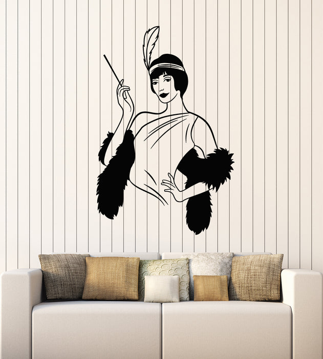 Vinyl Wall Decal Sexy Retro Woman Elegant Lady Party Fashion Stickers Mural (g3978)