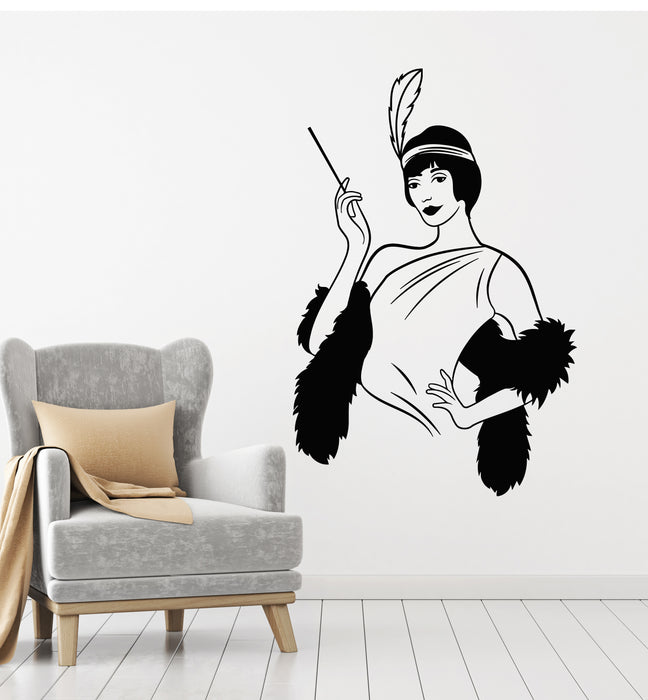 Vinyl Wall Decal Sexy Retro Woman Elegant Lady Party Fashion Stickers Mural (g3978)