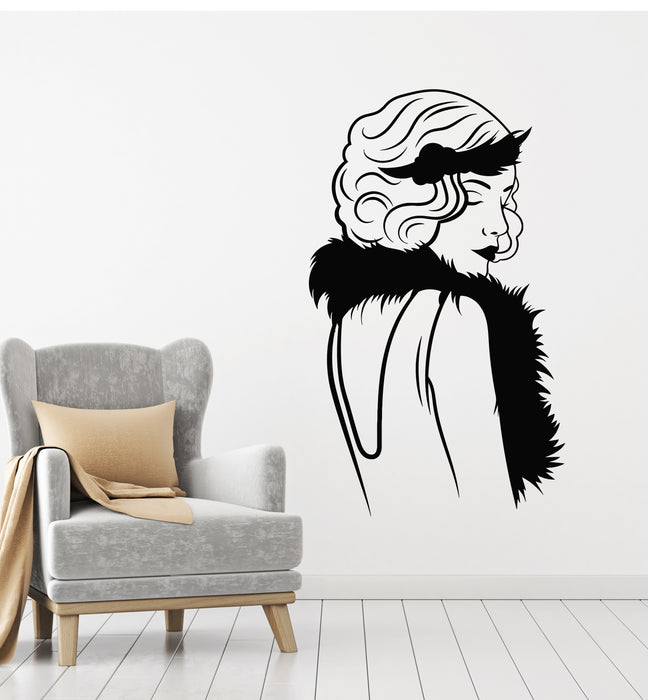 Vinyl Wall Decal Retro Party Elegant Lady Beauty Fashion Store Stickers Mural (g3974)