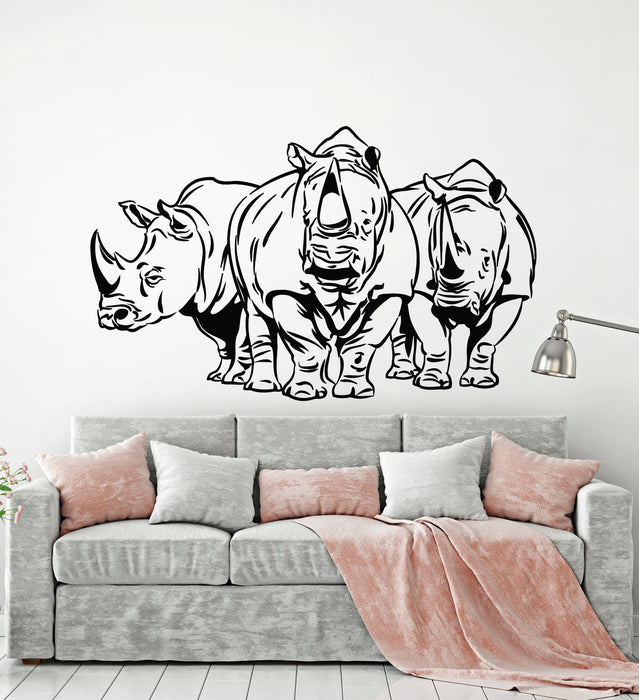 Vinyl Wall Decal Rhinos African Animal Zoo Rhinoceros Tribal Stickers Mural (g514)