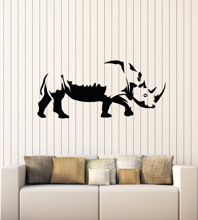 Vinyl Wall Decal Rhinoceros Zoo Tribal Rhino Wild Animals Stickers Mural (g1212)