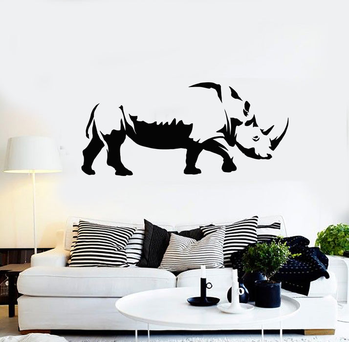 Vinyl Wall Decal Rhinoceros Zoo Tribal Rhino Wild Animals Stickers Mural (g1212)