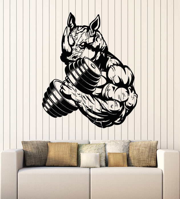 Vinyl Wall Decal Rhino Bodybuilder Muscles Gym Sports Stickers Mural (g5499)