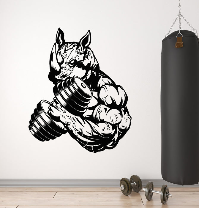 Vinyl Wall Decal Rhino Bodybuilder Muscles Gym Sports Stickers Mural (g5499)