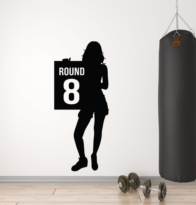 Vinyl Wall Decal Ring Girl Silhouette Round Eight Boxing Martial Arts MMA Stickers Mural (g701)