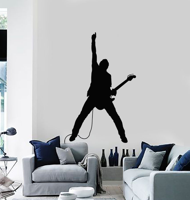 Vinyl Wall Decal Musician Rock Hero Electric Guitar Music Notes Stickers Mural (g607)