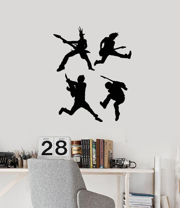 Vinyl Wall Decal Rock Stars Silhouette Guitar Players Pop Band Music Stickers Mural (ig5406)