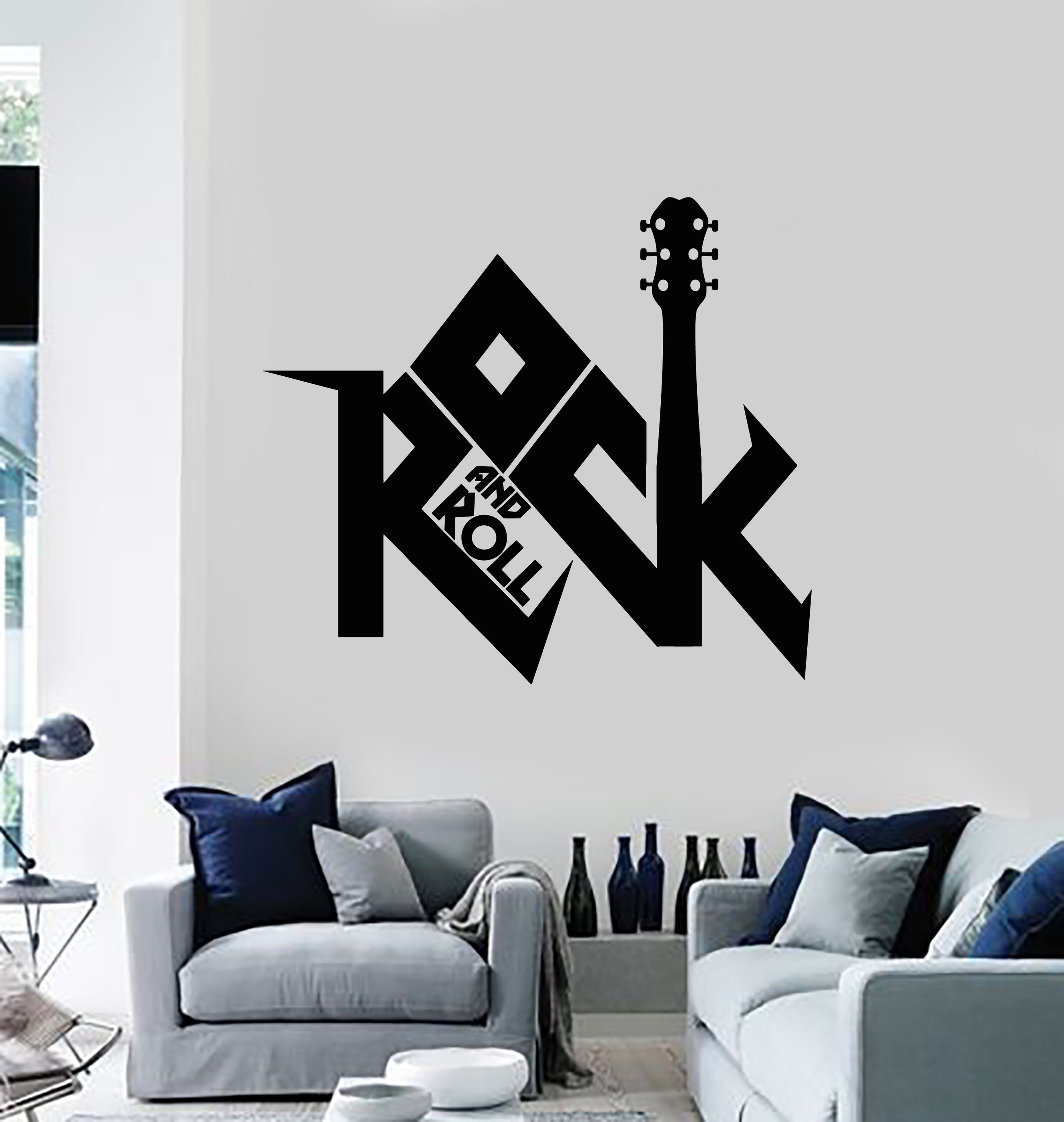 Vinyl Wall Decal Rock and Roll Electric Guitar Music Night Club Sticke ...