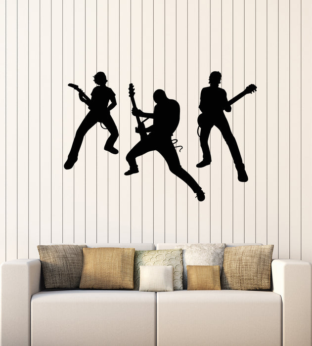 Vinyl Wall Decal Rock Band Musical Art Guitarist Electric Guitar Stickers Mural (g1658)