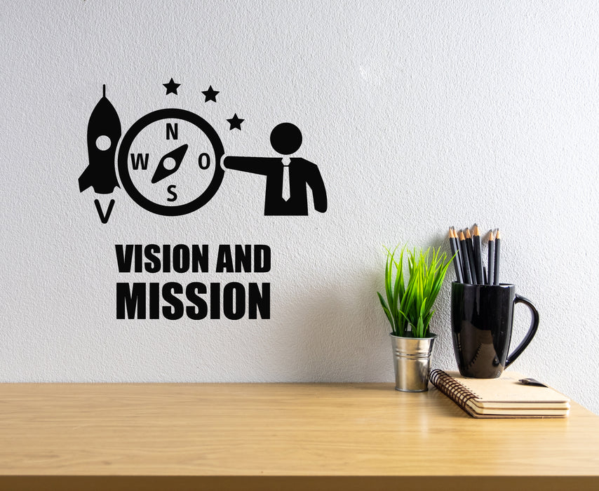 Vinyl Wall Decal Vision Mission Rocket Compass Office Space Stickers Mural (g7519)