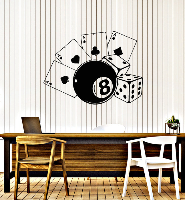 Vinyl Wall Decal Playing Cards Billiards Gambling Casino Stickers Mural (g3452)
