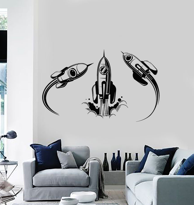 Vinyl Wall Decal Rocket Rise Ship Space Cosmic Astronauts Stickers Mural (g3451)