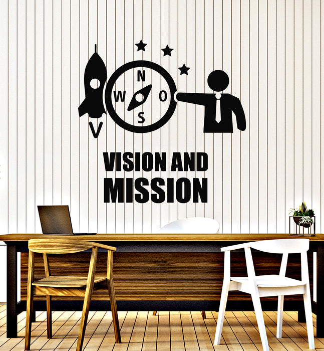 Vinyl Wall Decal Vision Mission Rocket Compass Office Space Stickers Mural (g7519)