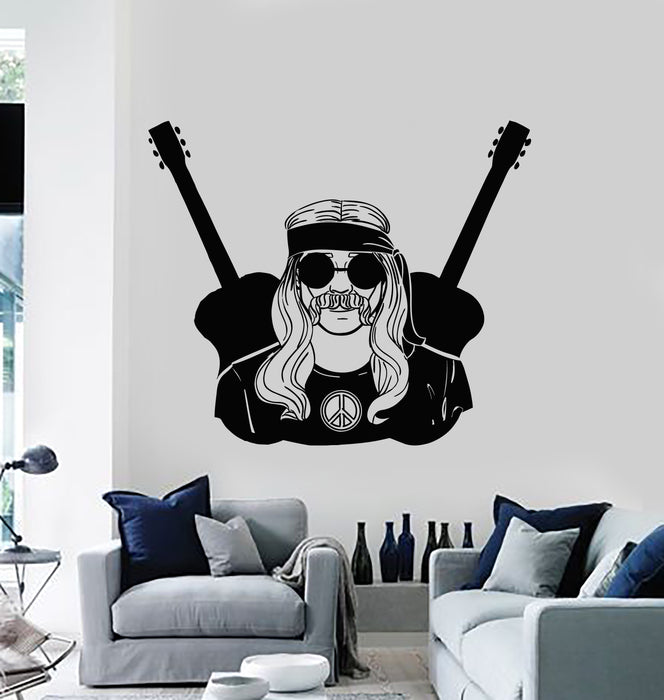 Vinyl Wall Decal Guitars Music Rock Guitarist Musician Stickers Mural (g3217)