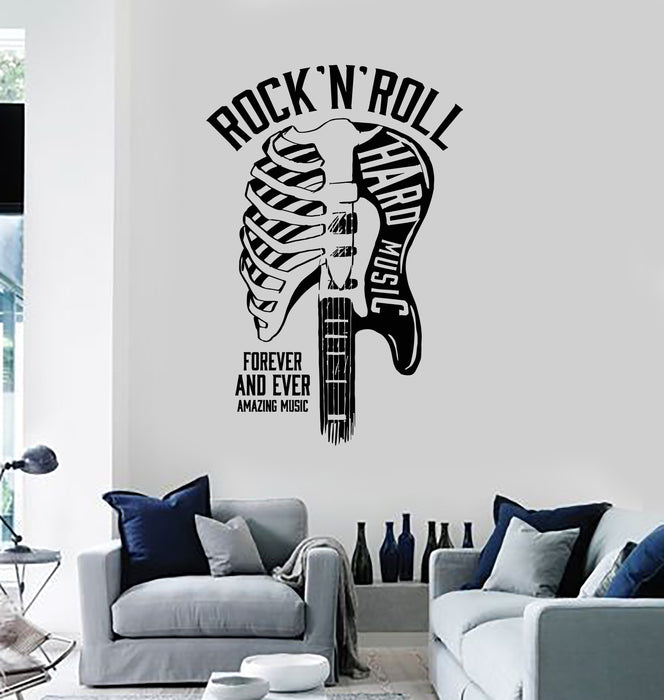 Vinyl Wall Decal Phrase Guitar Rock And Roll Amazing Music Teen Room Stickers Mural (g3626)