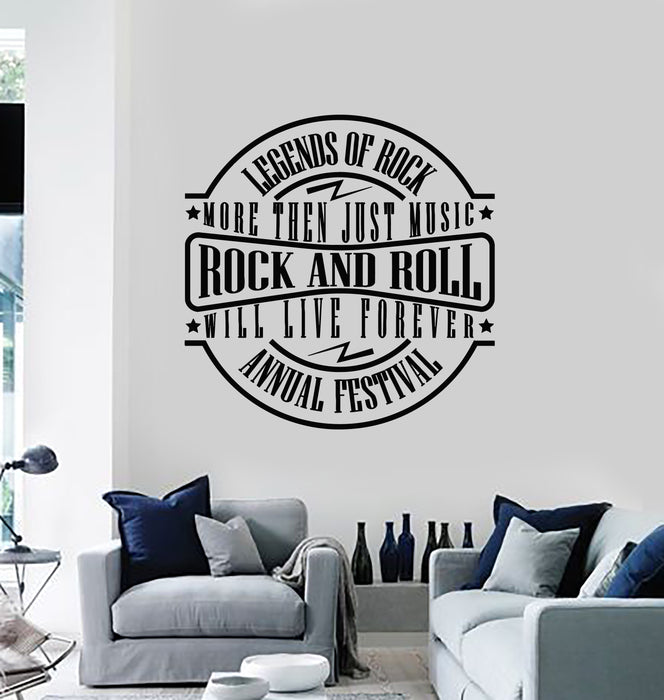 Vinyl Wall Decal Words Rock&Roll Will Live Forever Legends Music Stickers Mural (g4177)