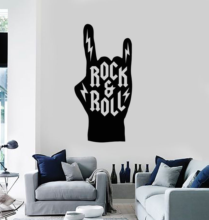 Vinyl Wall Decal Music Forever Rock&Roll Calligraphy Teen Room Stickers Mural (g4389)