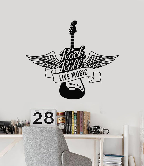 Vinyl Wall Decal Live Music Rock&Roll Electric Guitar Wings Stickers Mural (g6339)