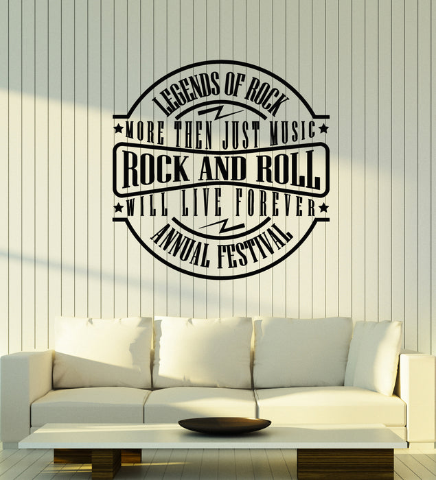 Vinyl Wall Decal Words Rock&Roll Will Live Forever Legends Music Stickers Mural (g4177)