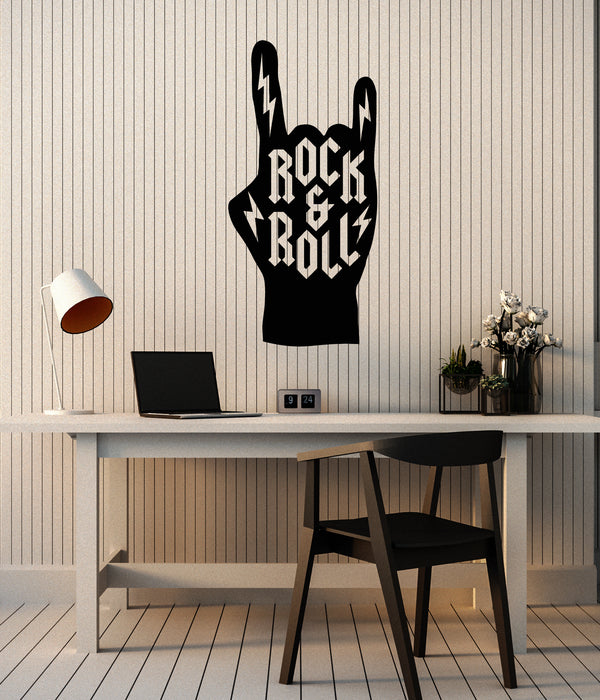 Vinyl Wall Decal Music Forever Rock&Roll Calligraphy Teen Room Stickers Mural (g4389)