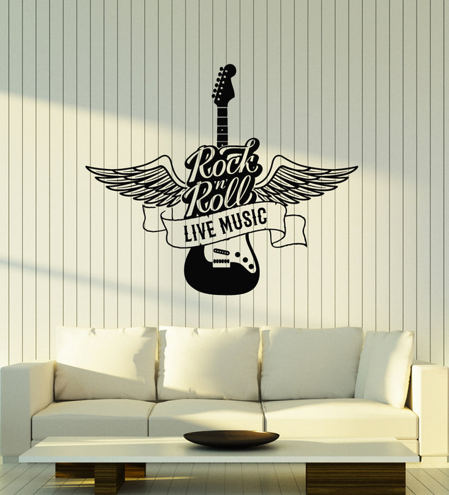Vinyl Wall Decal Live Music Rock&Roll Electric Guitar Wings Stickers Mural (g6339)
