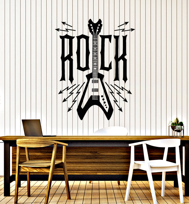 Vinyl Wall Decal Electric Guitar Musical Instrument Forever Rock Stickers Mural (g4450)