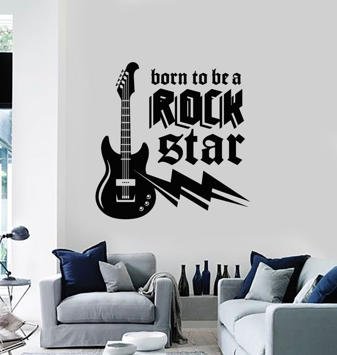 Vinyl Wall Decal Music Electric Guitar Guitarist Band Rock Star Stickers Mural (g4371)