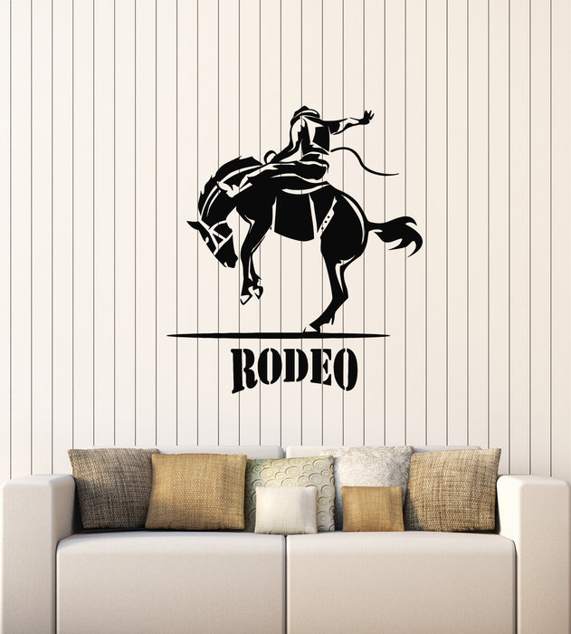 Vinyl Wall Decal Rodeo Cowboy Rider Horse Racing Texas Stickers Mural (g4598)