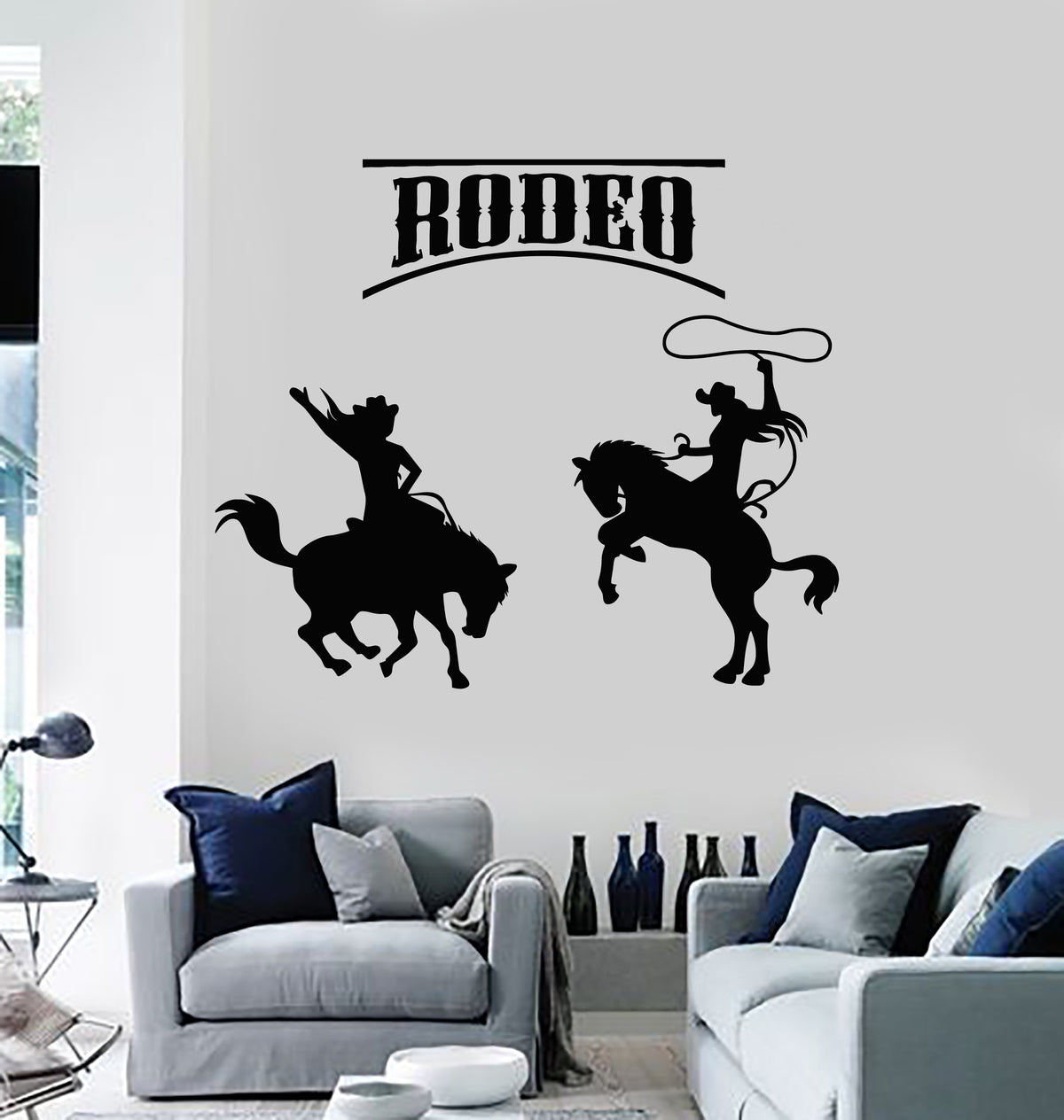 Vinyl Wall Decal Rodeo Cowgirls Lasso Wild West Ranch Texas Stickers M ...