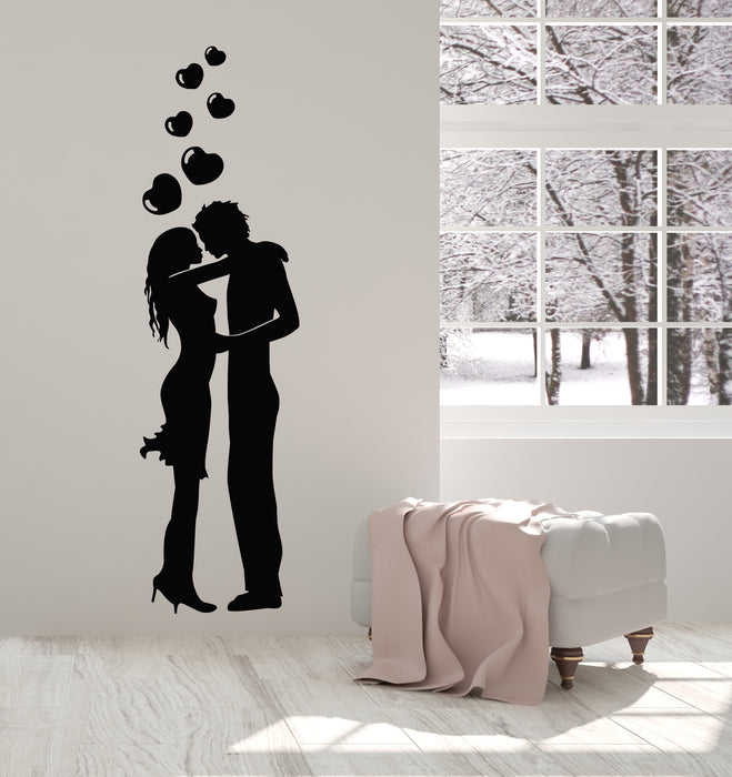 Vinyl Wall Decal Kissing Couple Love Romantic Love Hearts Stickers Mural (g2963)