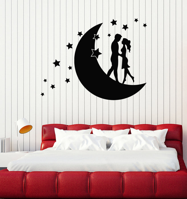 Vinyl Wall Decal Kisses Love Romance Good Night Moon Stars Stickers Mural (g4102)