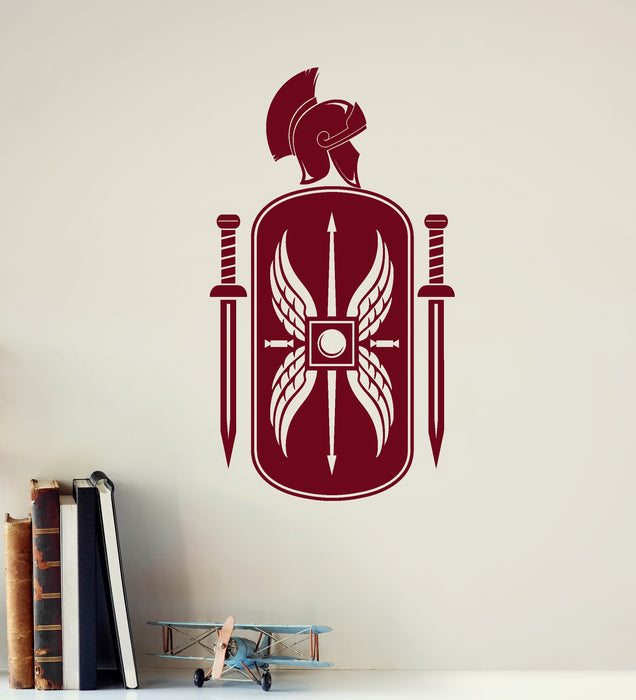 Vinyl Wall Decal Roman Legionary Warrior Ancient Rome Weapon Shield Stickers Mural (ig6381)