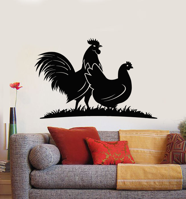 Vinyl Wall Decal Birds Farm Animals Village Rooster Chicken Stickers Mural (g5650)