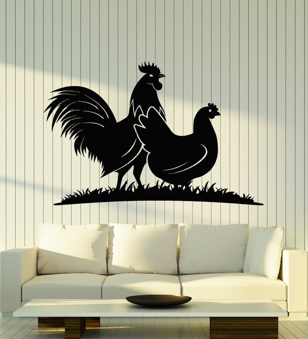 Vinyl Wall Decal Birds Farm Animals Village Rooster Chicken Stickers Mural (g5650)