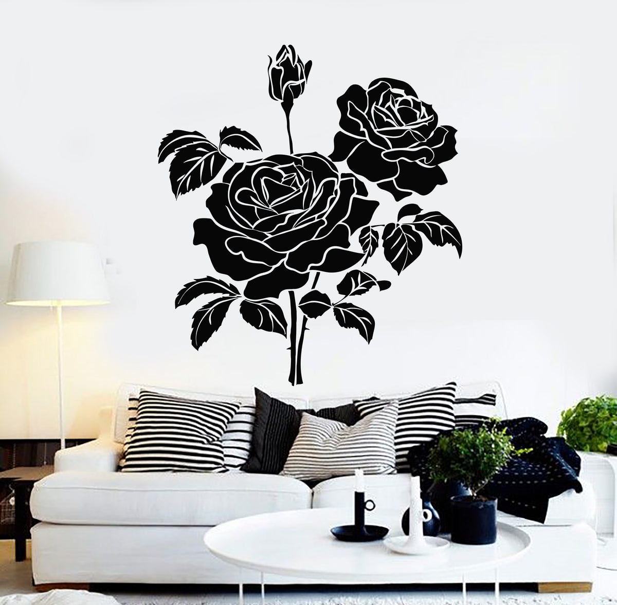 Vinyl Wall Decal Bud Roses Bouquet Flowers Garden Home Interior Sticke ...