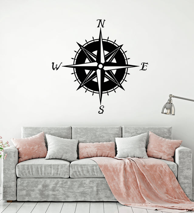 Vinyl Wall Decal Wind Rose Compass Geography Sea Ocean Stickers Mural (g309)